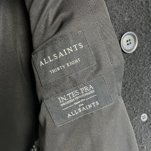 Allsaints Eds Wool-Blend Peacoat Men's Black 38 - Picture 8 of 15